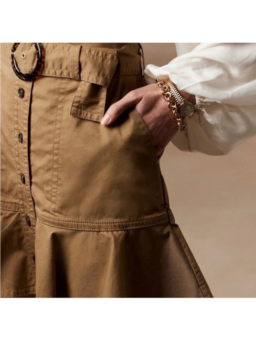 Women's Banana Republic Khaki Skirt Size 14 - Picture 3 of 6